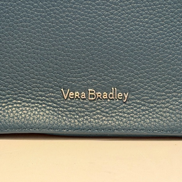 Vera Bradley Pebbled Leather Double Zip Mini Crossbody Teal Blue New With Tags - Picture 3 of 11